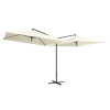 Umbrelă de soare dublă, st&acirc;lp din oțel, alb nisipiu, 250x250 cm, vidaXL