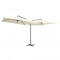 Umbrelă de soare dublă, st&acirc;lp din oțel, alb nisipiu, 250x250 cm