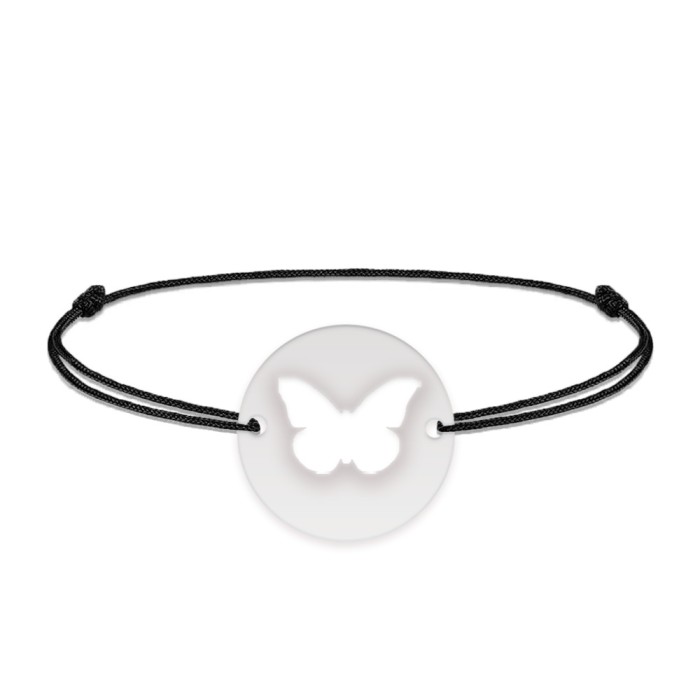 Lolo - Bratara personalizata snur cu fluturas decupat din argint 925
