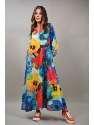 ROCHIE LUNGA CU BUZUNARE FLORI SPLENDIDOZZO TALIE UNICA Multicolora foto