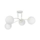 Plafoniera Klausen Sefora PL4 W 70x70x30cm Alb, 4xE27 Modern Urban, Corp Iluminat Metal Sticla Opal pentru Living, Dormitor, Design Elegant Calitativ