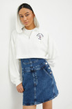 Tommy Jeans bluza femei, culoarea alb, cu imprimeu