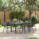 Set Masa Gradina 7 Piese Otel Carbune vidaXL, Exterior, Rezistent Intemperii, Gri, Dreptunghiulara, 6 Persoane