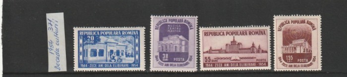 ROMANIA 1954 LP 371 DECADA CULTURII SERIE MNH NESTAMPILATA