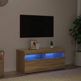 VidaXL Comodă TV cu lumini LED, stejar sonoma, 90x35x40 cm