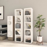 vidaXL Dulap CD/DVD Alb Extralucios, 2 buc, 21x16x93.5cm, PAL, 80 CD/Dulap, Rafturi Depozitare, Design Modern