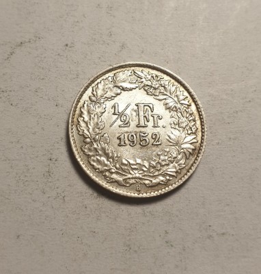 Elvetia 1/2 Franc 1952 Unc foto