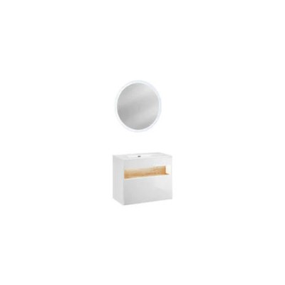 SET MOBILIER BAIE BAHA 3, ALB LUCIOS, MASCA, LAVOAR SI OGLINDA, 60CM LUNGIME foto