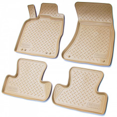 Set de 4 covorase bej cauciuc 3D stil tavita premium pentru Audi Q5, SQ5 din 2008-2017