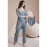 Cumpara ieftin Set Pijama de Dama 4 Piese, Albastru - ANI155