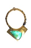 Pandantiv unicat de arta cu Crisoprazm Spinel, metal din gilt si alama Aurie 9cm, RavariuArt