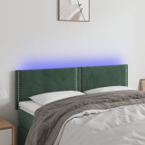 Cumpara ieftin Tăblie de pat cu LED, verde &icirc;nchis, 144x5x78/88 cm, catifea