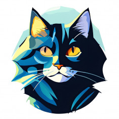 Sticker decorativ Pisica, Albastru, 67 cm, 7737ST