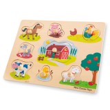 Puzzle lemn Ferma 9 piese, New Classic Toys