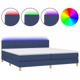 Cumpara ieftin Pat cu arcuri, saltea si LED, albastru, 200x200 cm, textil