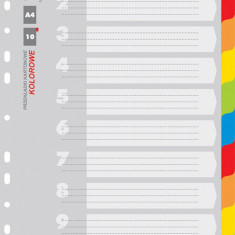 Separatoare Carton Color, A4, 170g/mp, 10 Culori/set, Office Products