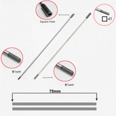 Teava + ax transmisie 2 tronsoane 9 dinti Ø 26mm (2 x 75)