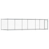 Cumpara ieftin Cusca pentru caini cu usa, gri, 6x2x1,5 m, otel galvanizat