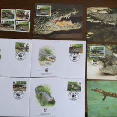cuba - reptile - crocodil - serie 4 timbre MNH, 4 FDC, 4 maxime, fauna wwf