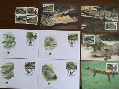 cuba - reptile - crocodil - serie 4 timbre MNH, 4 FDC, 4 maxime, fauna wwf foto