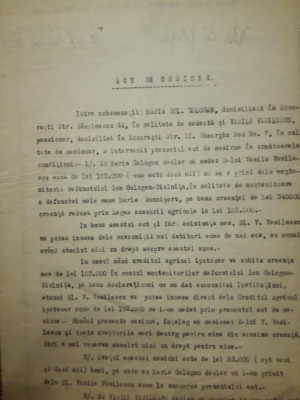 1935, Act cesiune, Ion Gologan Ciulnita, M. Gologan, Str C&amp;acirc;mpineanu 44 Bucuresti foto