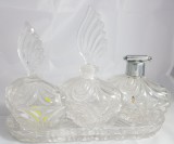 Superb set vintage de sticle pentru parfum din cristal masiv Marea Britanie