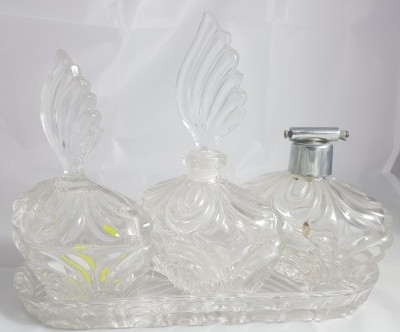 Superb set vintage de sticle pentru parfum din cristal masiv Marea Britanie foto