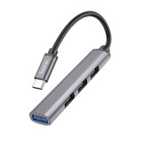 Cumpara ieftin Hub Type-C la USB 3.0, 3xUSB 2.0 - Hoco (HB26) - Grey