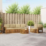 vidaXL Set de canapele de exterior cu pernă 7 pcs Natural și Bej 3374423