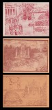 1946 Caravana Teatrul National Satesc - set de 3 cartoane ilustrate de propaganda comunista