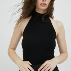 Bruuns Bazaar top femei, culoarea negru, cu turtleneck