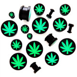 Plug din acrilic cu motiv marijuana - Lățime: 20 mm