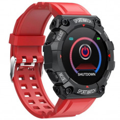 Ceas Smartwatch Techstar® FD68, 1.3" IPS, Design Sport, Bluetooth 4.0, Monitorizare Tensiune, Puls, Rosu