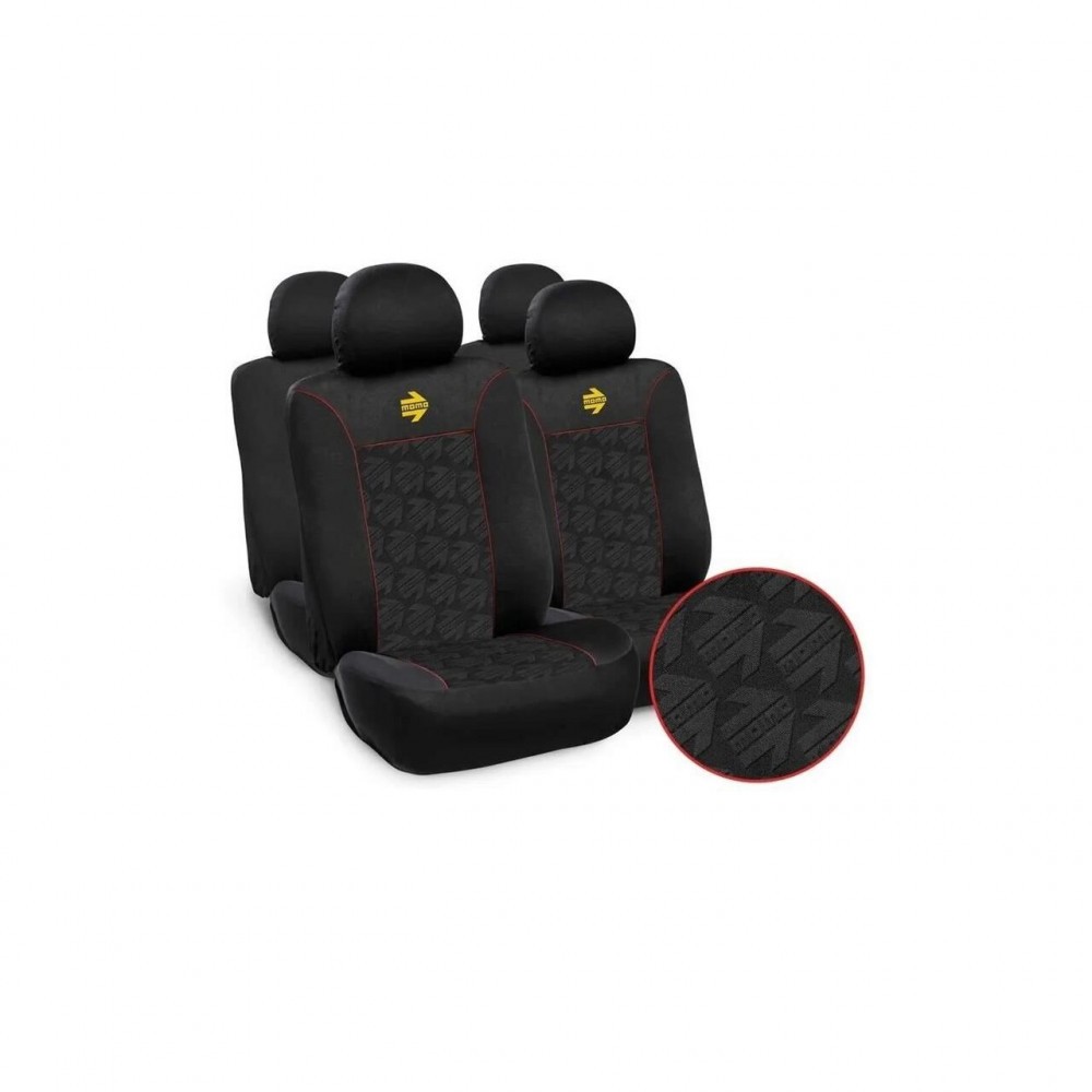 Set Huse Scaune Auto pentru Hyundai i10 - Momo Young, negru si cusatura  rosie, 10 bucati | Okazii.ro