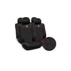 Set Huse Scaune Auto pentru Dacia Logan - Momo Young, negru si cusatura rosie, 10 bucati
