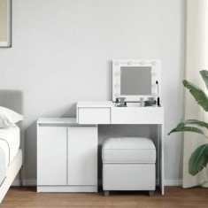 vidaXL Masă de toaletă cu LED, alb, 115x37x110,5 cm