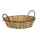 Cos Decorativ de Bucatarie Rotund Maro Ecru Impletit, Oem