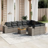 Gossi set mobilier de gradina cu perne, 10 piese, gri, poliratan
