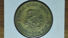 Africa de sud - moneda de colectie superba - 1 cent 1961 alama - Jan van Riebeeck - calitate f buna, dimensiune mare ⌀ 31.0 mm