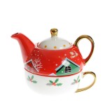 Set ceainic cu ceasca ceramica design Craciun 420 ml