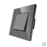 Cumpara ieftin Intrerupator dublu cap-scara Luxion cu rama din sticla, gri