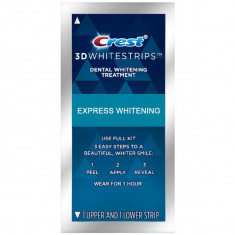 Set 5x Plicuri, Benzi Albirea Dintilor, Crest 3D Whitestrips, 1 Hour Express, 11% Concentratie