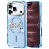 Husa MagSafe pentru Apple iPhone 18 Pro Max / 17 Pro Max, Karl Lagerfeld, IML Choupette Karl Script Logo, Bleu