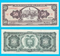 Ecuador 50 Sucres 1984 &amp;#039;Independenţa&amp;#039; UNC serie: TX 14832937 p#122 foto