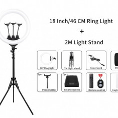 Lampa circulara profesionala LED 46 cm diametru,trepied 200 cm + geanta transport