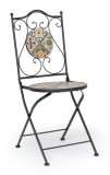 Scaun cu spatar pliabil fier negru cu sezut din ceramica Naxos 39 cm x 47 cm x 92 h x 45 h1