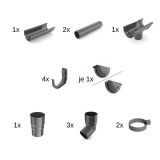 Set jgheaburi pluviale grafit, 2m