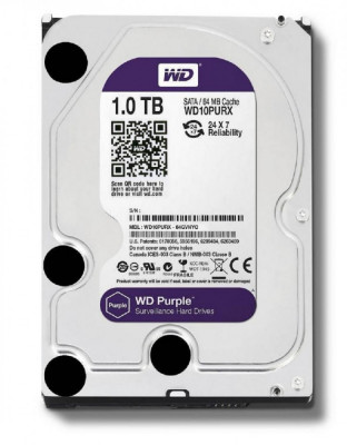 Hdd intern wd 3.5 1tb purple sata3 intellipower (5400rpm) 64mb surveillance hdd foto