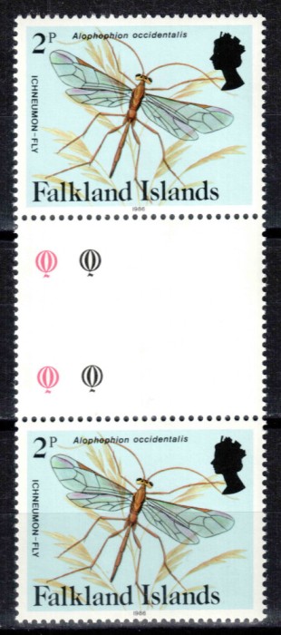 Falkland 1986 (1984), Mi #391 II**, fauna, libelula, MNH! Cota 27 &euro;!