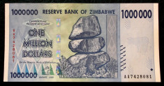 ZIMBABWE 1 million milion $ 1.000.000 Dollars 2008 aUNC / UNC** foto